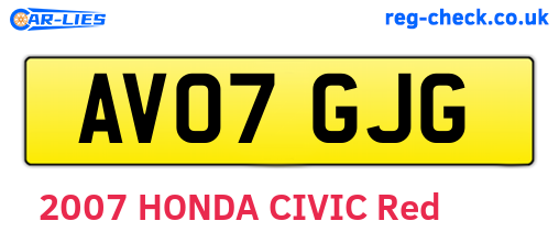 AV07GJG are the vehicle registration plates.