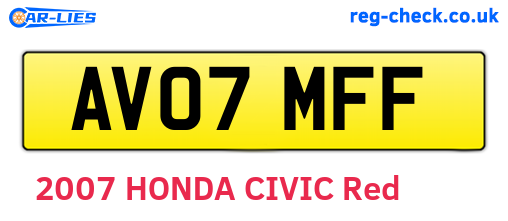 AV07MFF are the vehicle registration plates.