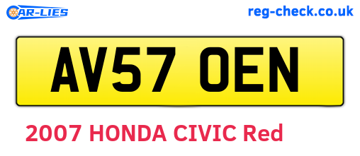 AV57OEN are the vehicle registration plates.