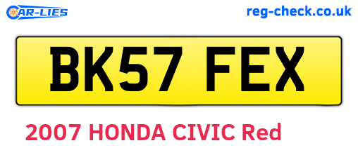 BK57FEX are the vehicle registration plates.