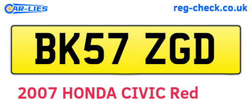 BK57ZGD are the vehicle registration plates.