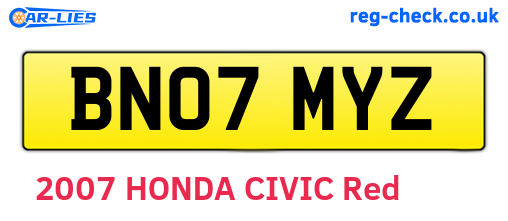 BN07MYZ are the vehicle registration plates.