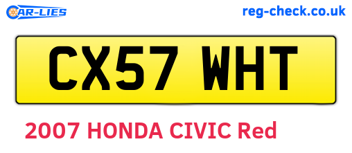 CX57WHT are the vehicle registration plates.