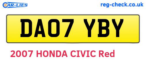 DA07YBY are the vehicle registration plates.