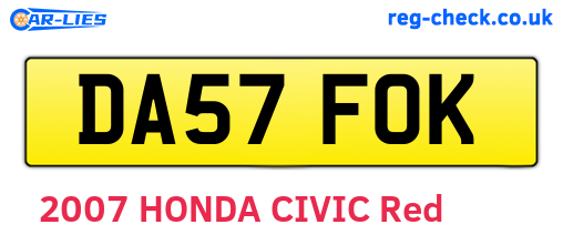 DA57FOK are the vehicle registration plates.