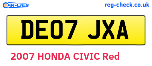 DE07JXA are the vehicle registration plates.
