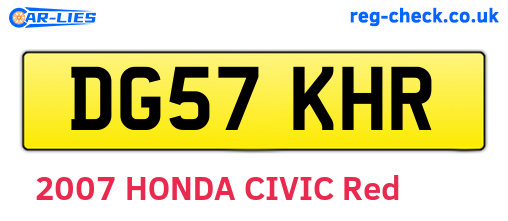 DG57KHR are the vehicle registration plates.