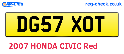 DG57XOT are the vehicle registration plates.
