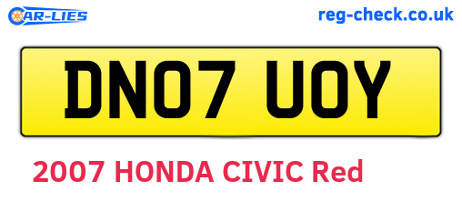 DN07UOY are the vehicle registration plates.