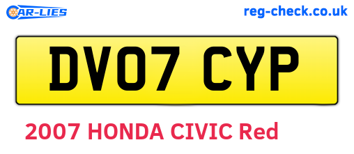 DV07CYP are the vehicle registration plates.
