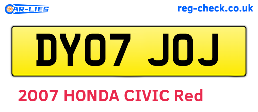 DY07JOJ are the vehicle registration plates.