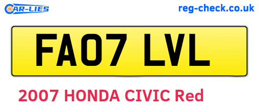 FA07LVL are the vehicle registration plates.