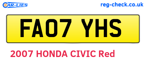 FA07YHS are the vehicle registration plates.