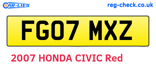 FG07MXZ are the vehicle registration plates.