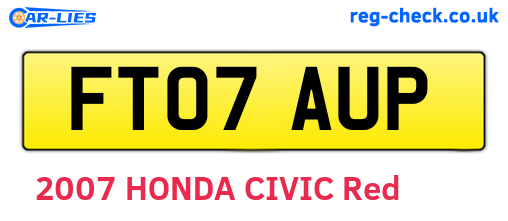 FT07AUP are the vehicle registration plates.