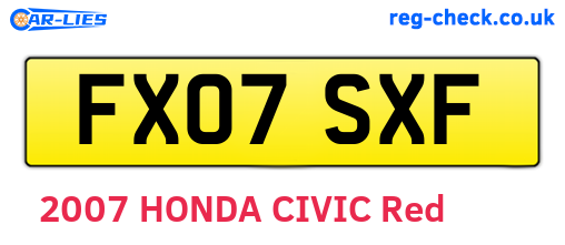 FX07SXF are the vehicle registration plates.