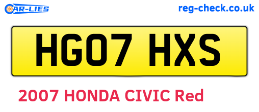 HG07HXS are the vehicle registration plates.