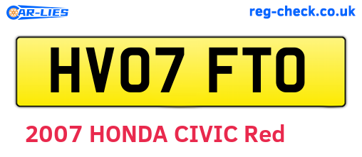 HV07FTO are the vehicle registration plates.