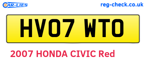 HV07WTO are the vehicle registration plates.