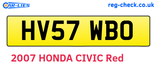 HV57WBO are the vehicle registration plates.