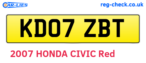 KD07ZBT are the vehicle registration plates.