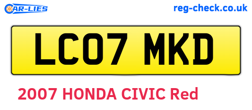 LC07MKD are the vehicle registration plates.