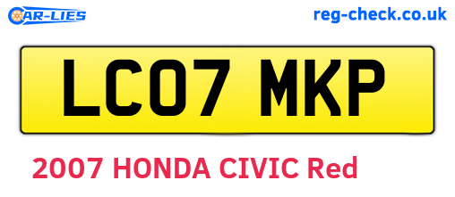 LC07MKP are the vehicle registration plates.