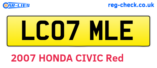 LC07MLE are the vehicle registration plates.