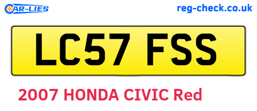 LC57FSS are the vehicle registration plates.