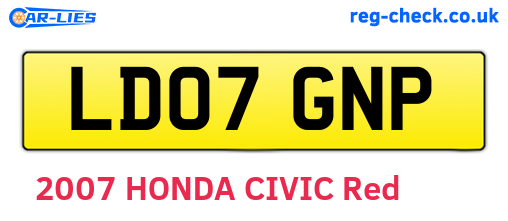 LD07GNP are the vehicle registration plates.