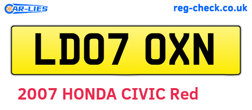 LD07OXN are the vehicle registration plates.