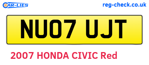 NU07UJT are the vehicle registration plates.