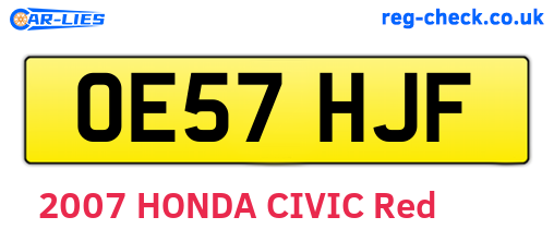 OE57HJF are the vehicle registration plates.