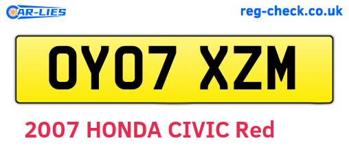 OY07XZM are the vehicle registration plates.