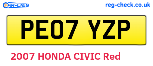 PE07YZP are the vehicle registration plates.
