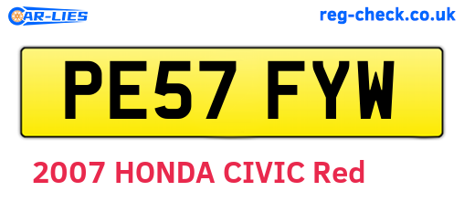 PE57FYW are the vehicle registration plates.
