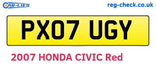 PX07UGY are the vehicle registration plates.