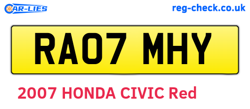RA07MHY are the vehicle registration plates.