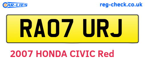 RA07URJ are the vehicle registration plates.