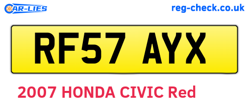 RF57AYX are the vehicle registration plates.