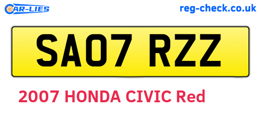 SA07RZZ are the vehicle registration plates.