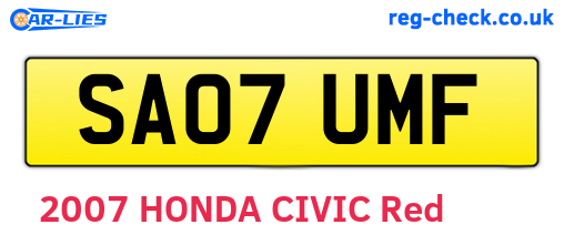 SA07UMF are the vehicle registration plates.
