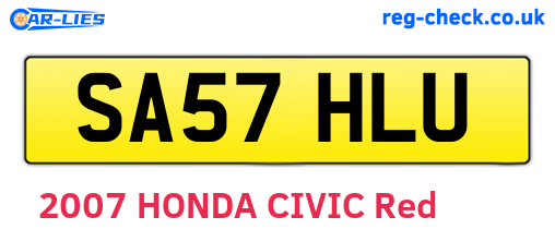 SA57HLU are the vehicle registration plates.