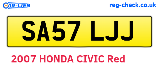SA57LJJ are the vehicle registration plates.