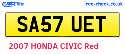 SA57UET are the vehicle registration plates.