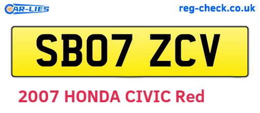 SB07ZCV are the vehicle registration plates.