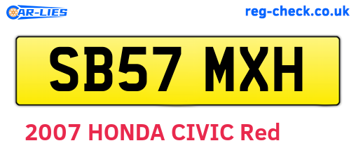 SB57MXH are the vehicle registration plates.
