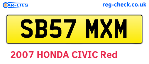 SB57MXM are the vehicle registration plates.