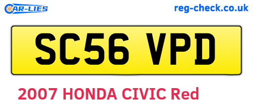 SC56VPD are the vehicle registration plates.
