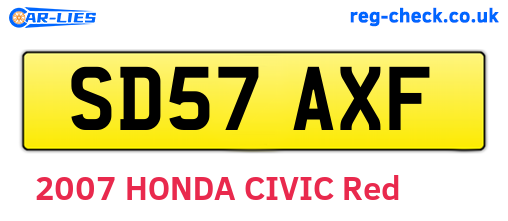SD57AXF are the vehicle registration plates.